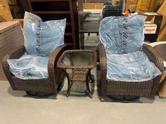 New -3 Piece Swivel Rocker Patio Chairs, Outdoor Swivel Glider Chair, Heavy Duty Patio Chairs 400 lbs with Side Table, for Backyard, Deck, Porch