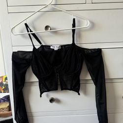 Black Off Shoulder Corset Top