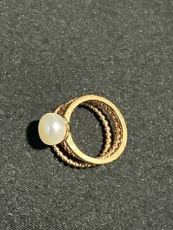 14kY  Sterling silver 8-9 MM Cultured Pearl Stacking Rings