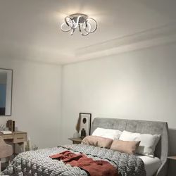 Modern Chrome LED Flush Mount Ceiling Light – 19.7 in Swirl Design