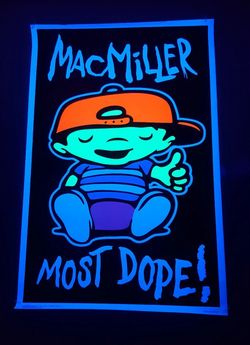 Rare Mac Miller Most Dope 2012 Aquarius Fuzzy Blacklight Poster USA Stunning! NM