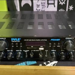 Pyle 500W 4-Channel Karaoke Bluetooth Amplifier / Home Stereo Receiver for Wireless Music Streaming - with AUX - FM - RCA - Sub Out - USB - A / SD MP3