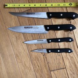 German Messer Schinken Aussein Black Handled 4 pc Knife / Cutlery Set