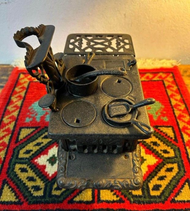 Adorno Antiguo Cocina Cash Iron con Utensilios Pequeña