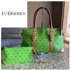 Dooney & Bourke Lime Green Monogram vintage Y2K shoulder Bag w/matching purse