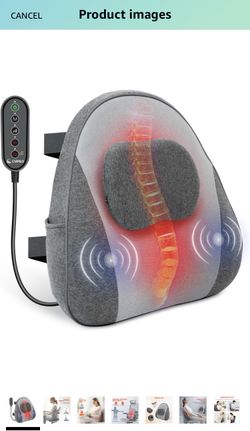 Lumbar Support Pillow for Office Chair, Lumbar Pillow with 3 Vibration Modes & 2 Heat Levels