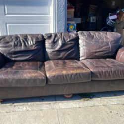 Brown Leather Couch – 8 ft Long