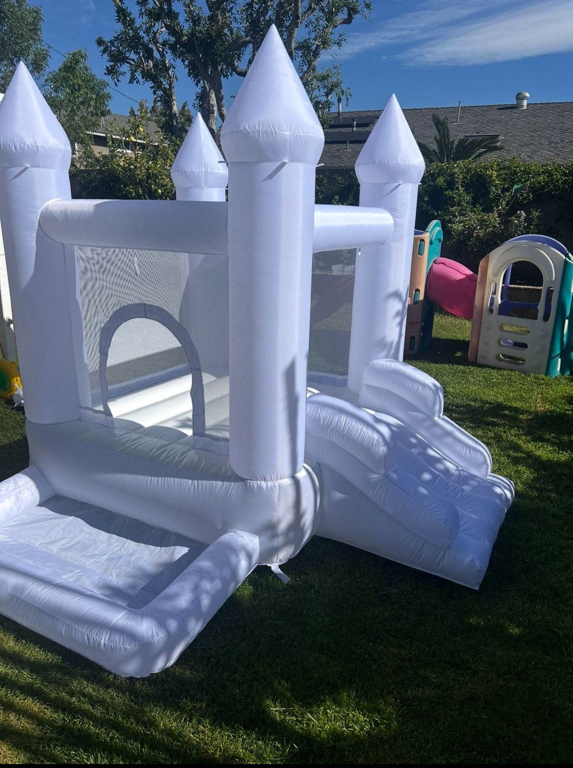 White Bouncing House, Indoor And Outdoor