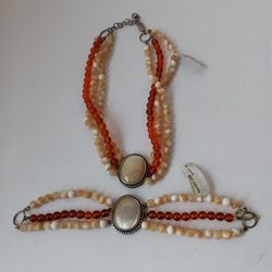 Macy's ORANGE OPAL NECKLACE AND BRACELET