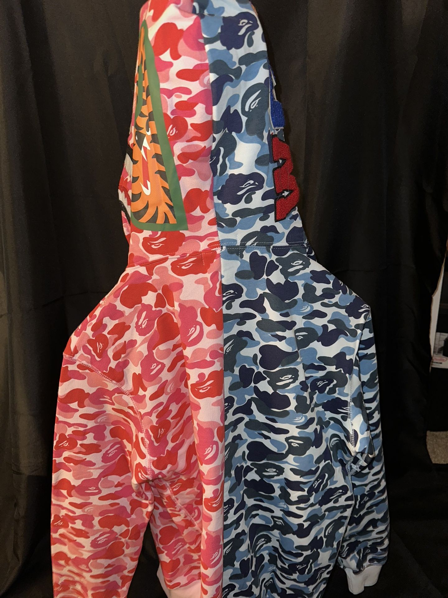 BAPE Pink Blue Split Camo Shark Hoodie New w Bag & Tags *RARE*