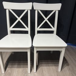 Two White Dining Chairs