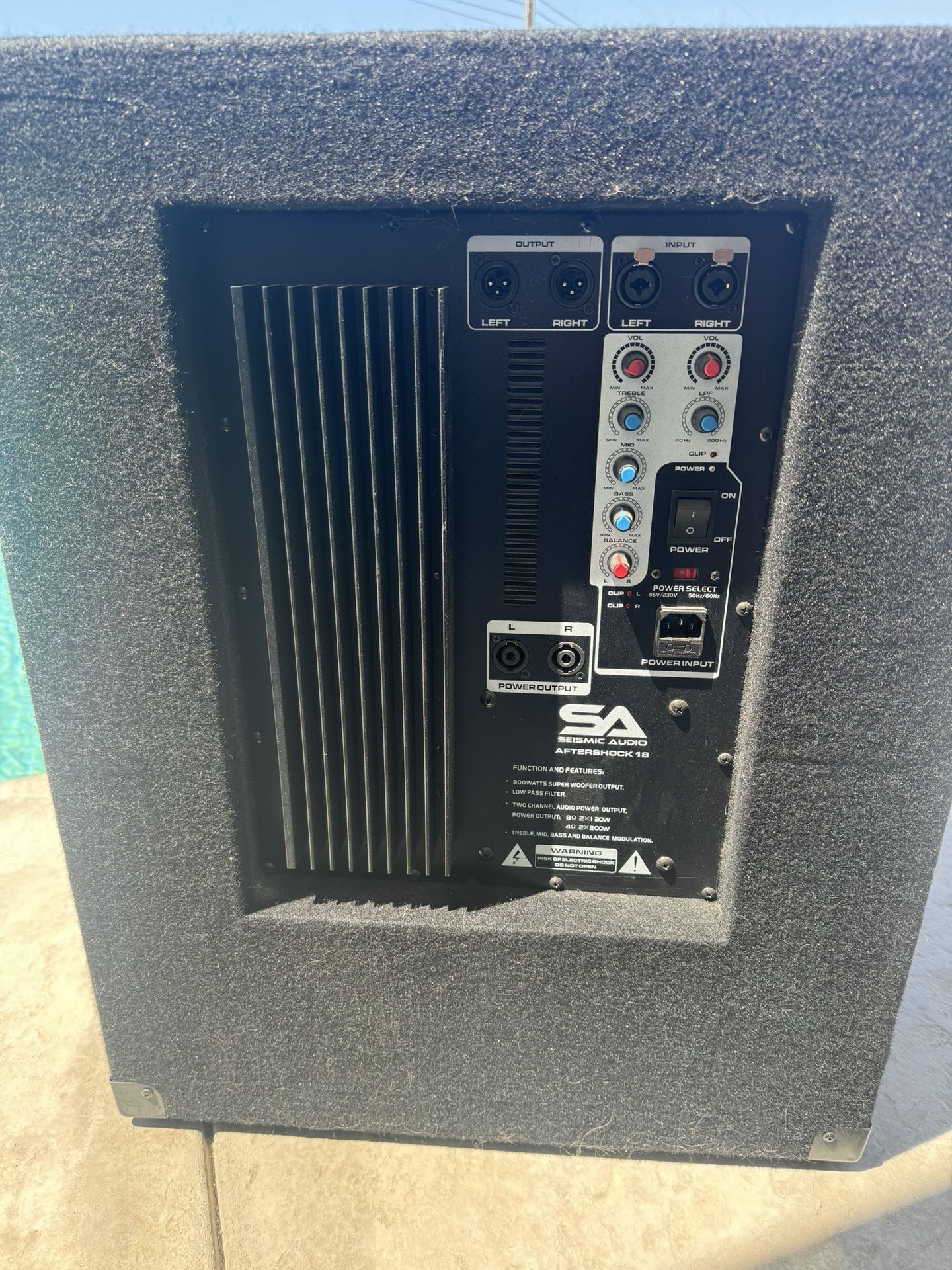 Seismic Audio Aftershock Powered Subwoofer 18” $50 -Used Great