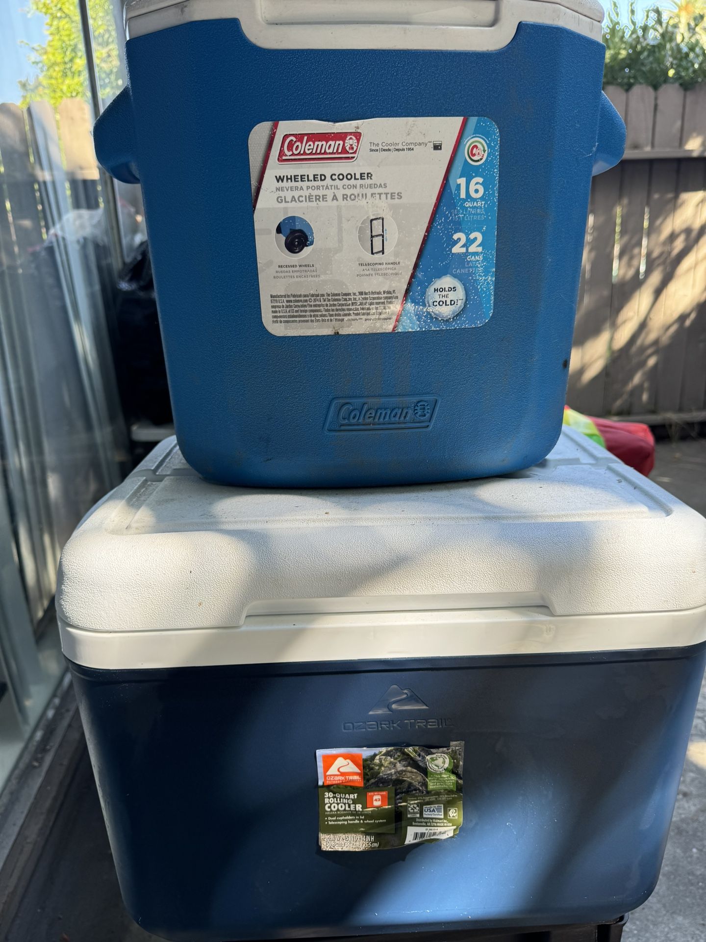 Coleman 16-Quart And Ozark Trail 30-Quart Wheeled Coolers