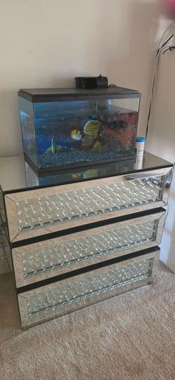 Nysa Mirrored & Faux Crystals Console Cabinet