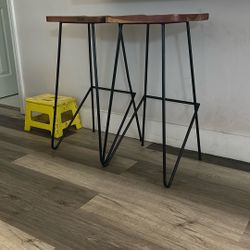 Heavy Wood And Metal Stools