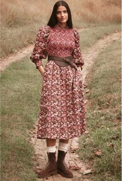 English Factory Floral Smocked Midi Dress Size XS