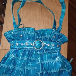 Women's Aqua Blue Faux Leather Purse