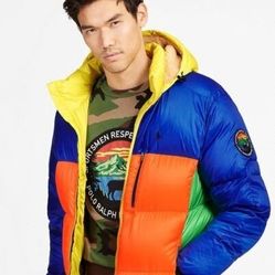 Polo Ralph Lauren Water Repellent MultiColor Down Jacket Neon Size small ( New )
