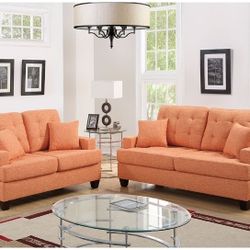 🎄🎄2 PC SOFA SET  CITRUS  UPHOLSTERY POLYFIBER ( LINEN-LIKE FABRIC)