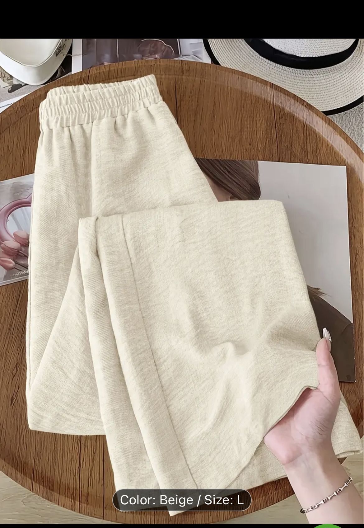 Women'S Elegant Wide-Leg Pants, light cream, new. Size L