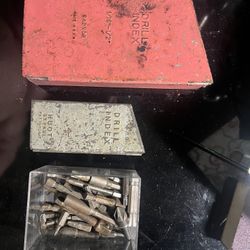 2 Drill Index Boxes Metal (empty) And Over 60 Bits