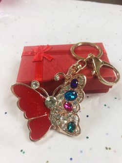 Rose gold butterfly purse charm or keychain