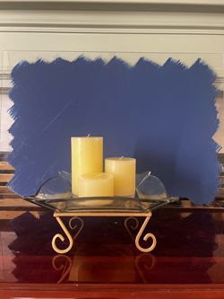 Glass Tray with Gold Stand and Pillar Candles