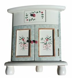 Beautiful Wooden Small Jewelry Box/ Cabinet 10 in Nice!