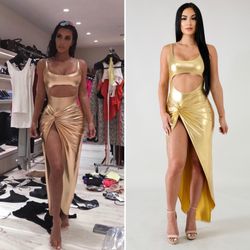 Kim Gold Goddess Two Piece Swimsuit Set