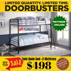 Metal Bunk Bed Twin Over Twin. ( Mattress Not Include) 