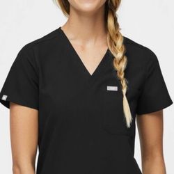 Figs - Women Black Scrub Blouse size Large - 1 Pocket
