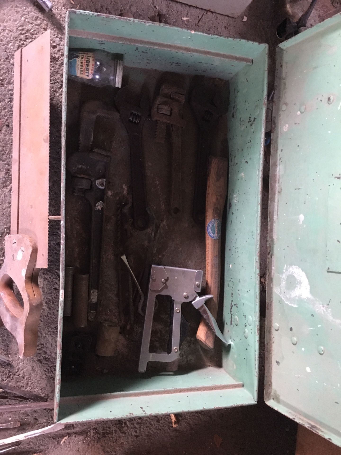 Vintage tool box and tools