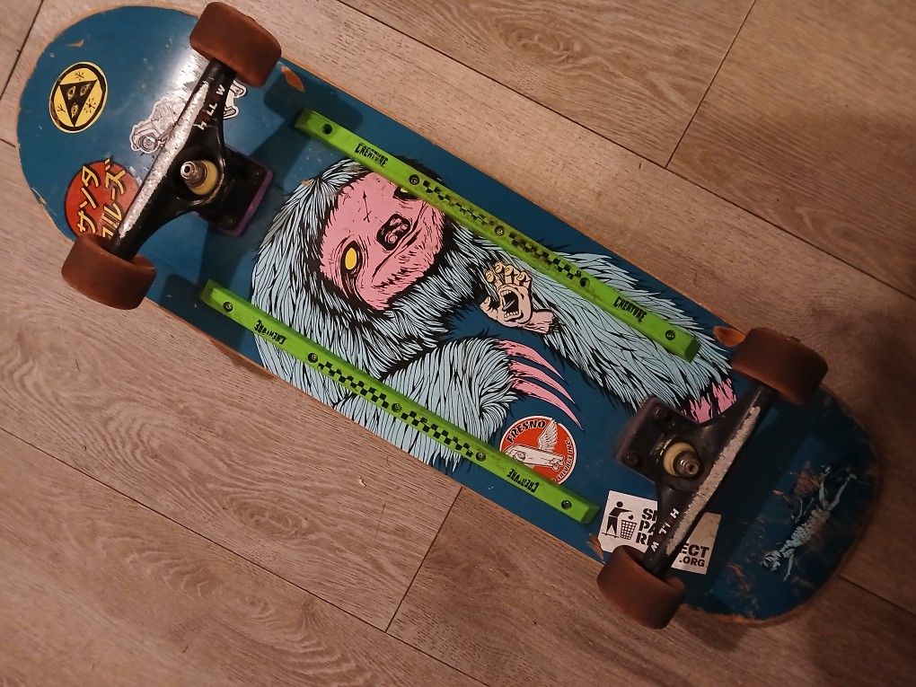 Neon Sloth Santa Cruz Oldschool Style Skateboard