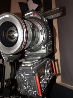 Canon C100 Cinema Camera W tascam 4 track field recorder