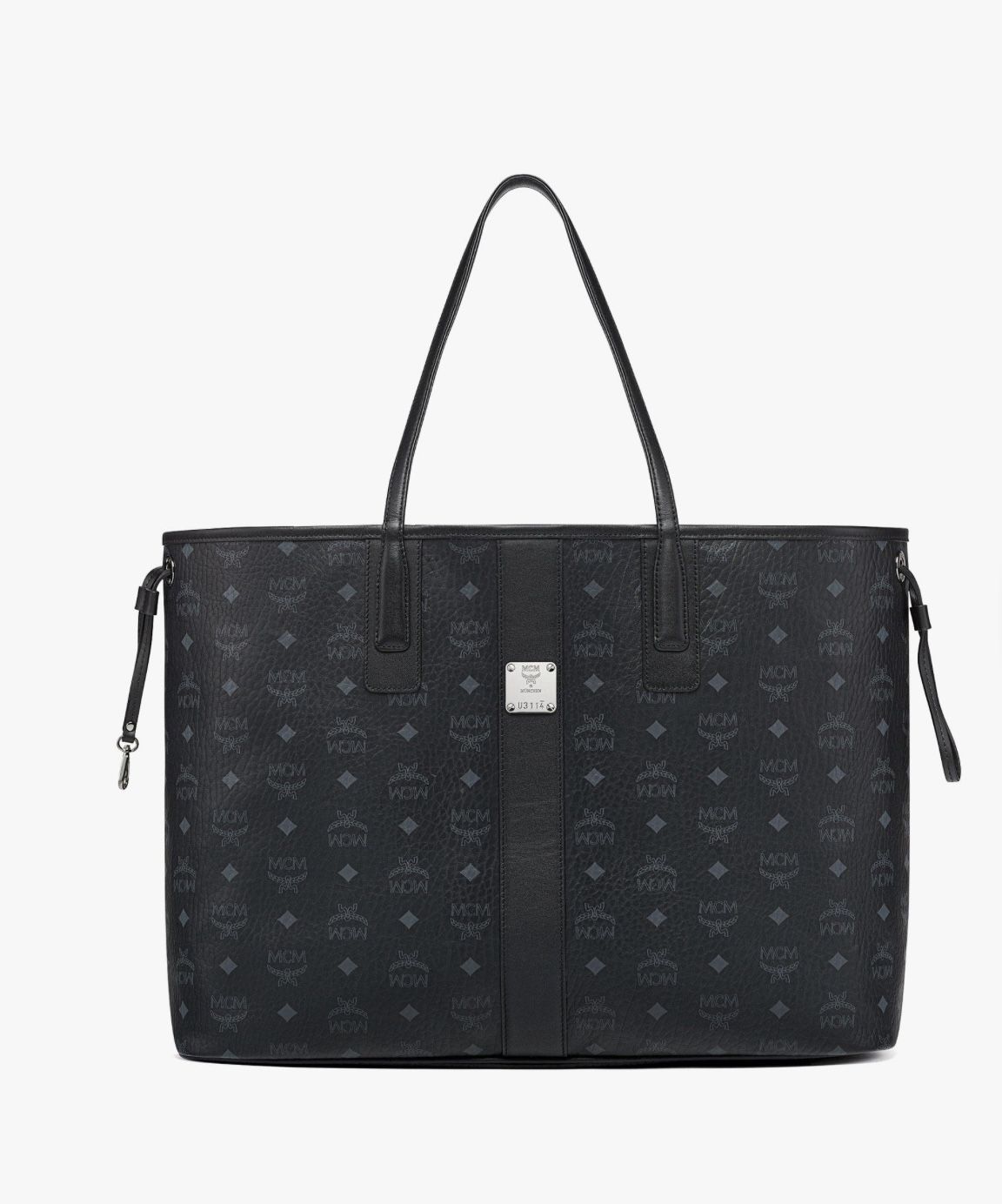 New MCM Liz Visetos Black Large Reversible Tote Bag And Separate Clutch Zipper Pouch NWT