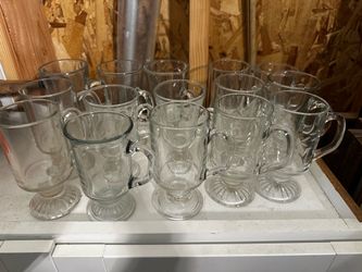 Set of 15 - Clear Glass Pedestal tea cup mugs