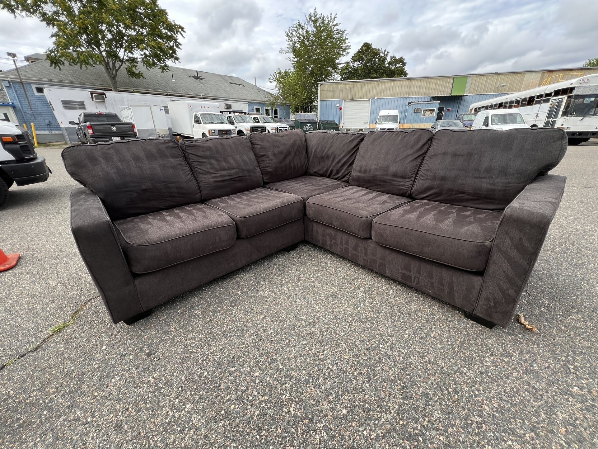 2 Pc Dark Gray Fabric Sectional Couch - I’ll Deliver!