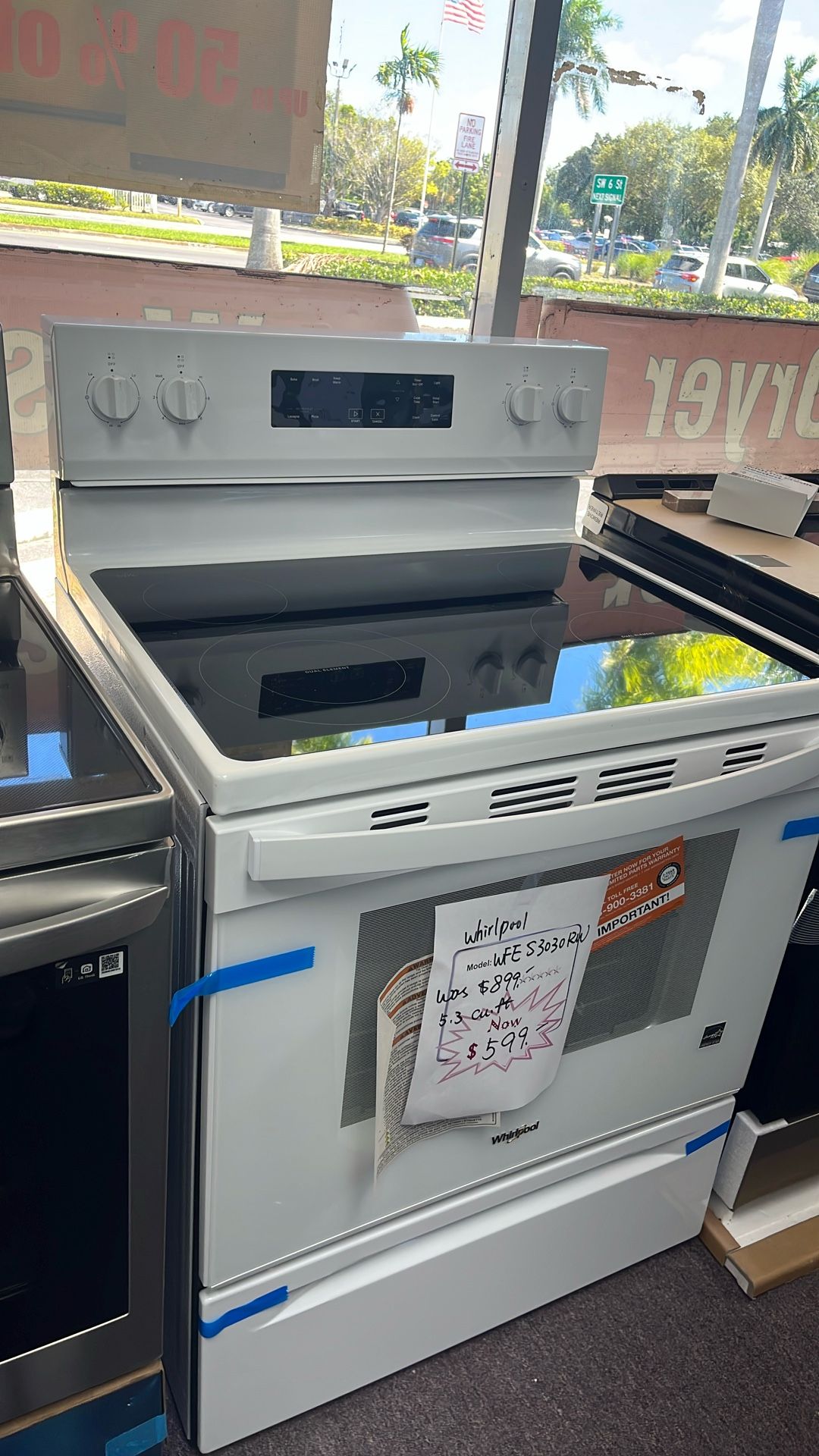 White Stove New With Glass Top 