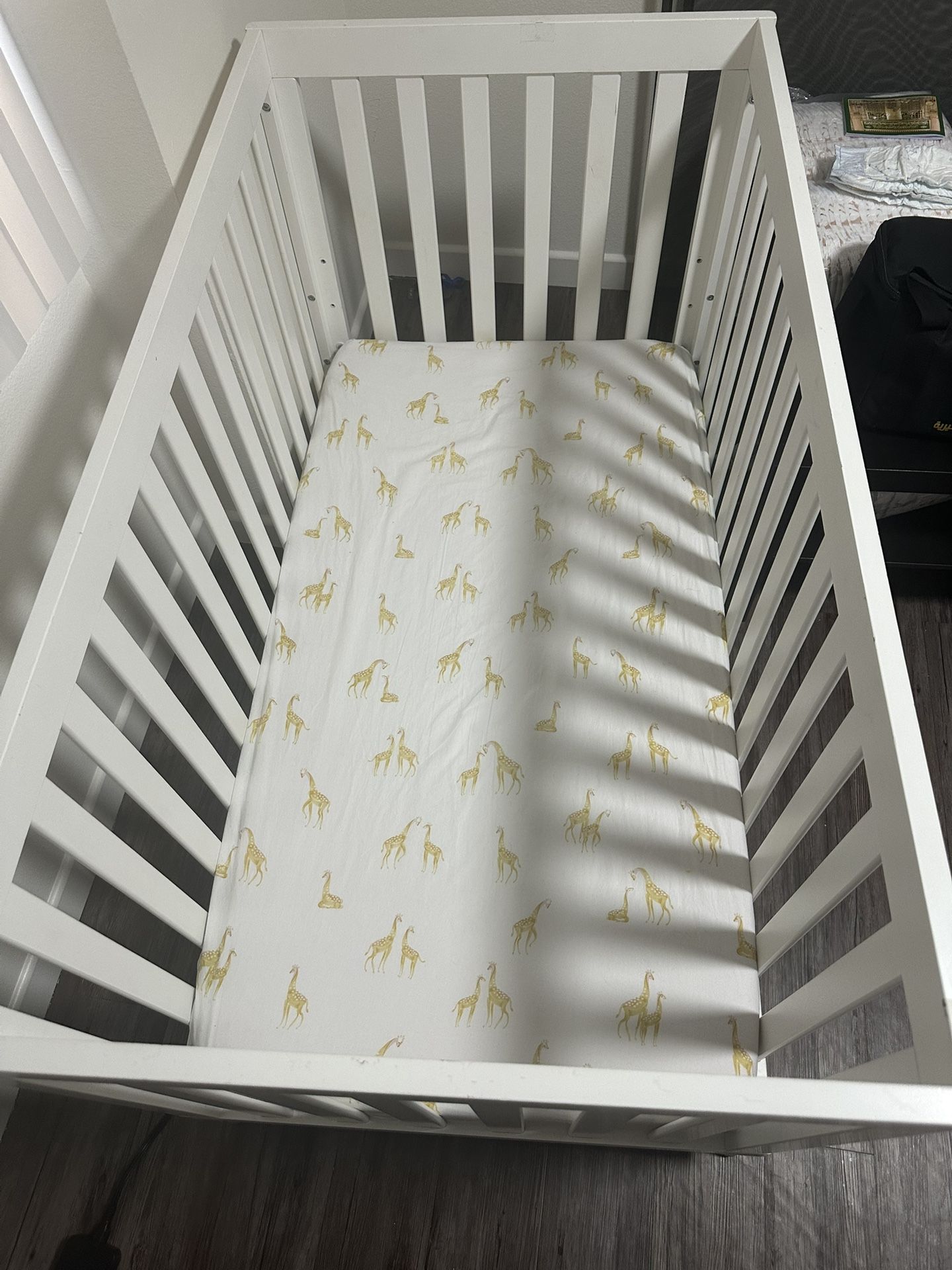 Wood Crib (baby Bed) With Mattress And Cover
