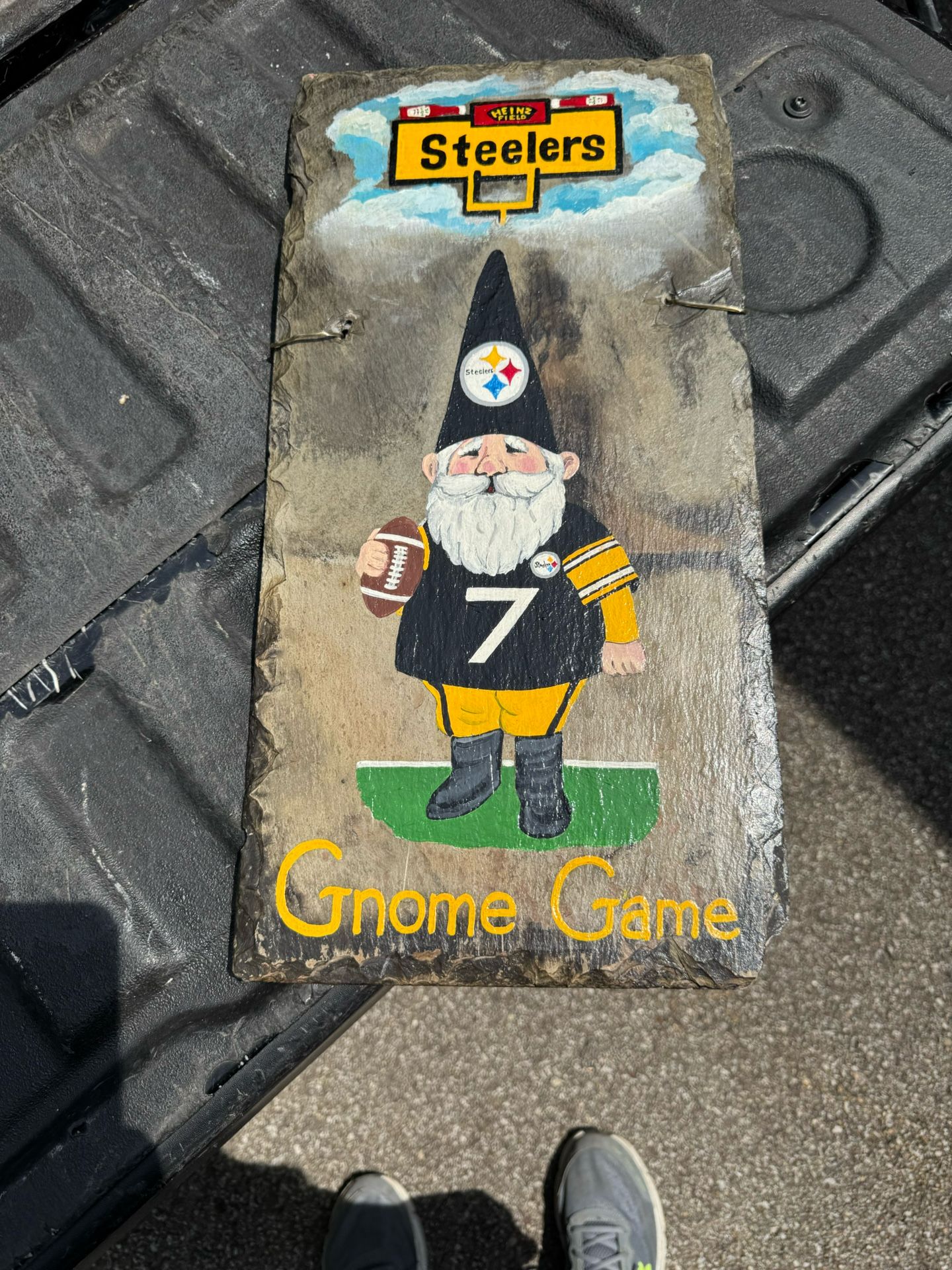 Pittsburgh Steelers Gnome Game Painted Slate. See Pictures For Dimensions
