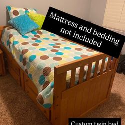 Wood Bed Frame With Drawers