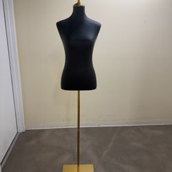 Brand New Female Mannequin Torso Dress Form Adjustable Stand Metal Base Black Gold