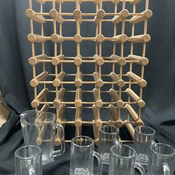Wine rack and glass kitchen mugs