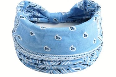 Knotted Sporty Headband, Women's Elastic Wide Sweat Band, Running Yoga Fitness Paisley Print Boho Hair Band