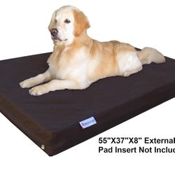 Dogbed4less Jumbo 1680 Nylon Heavy Duty Dog Pet Bed - External Zipper Duvet Cover and Waterproof Internal Cover - 55X37X8 Inches, Seal Brown