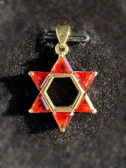 Jewelry 14k solid yellow gold Star of Remphan ✡️ red agate 3.00CTW Pendant charm
