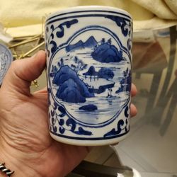 Blue And White Brush Pot