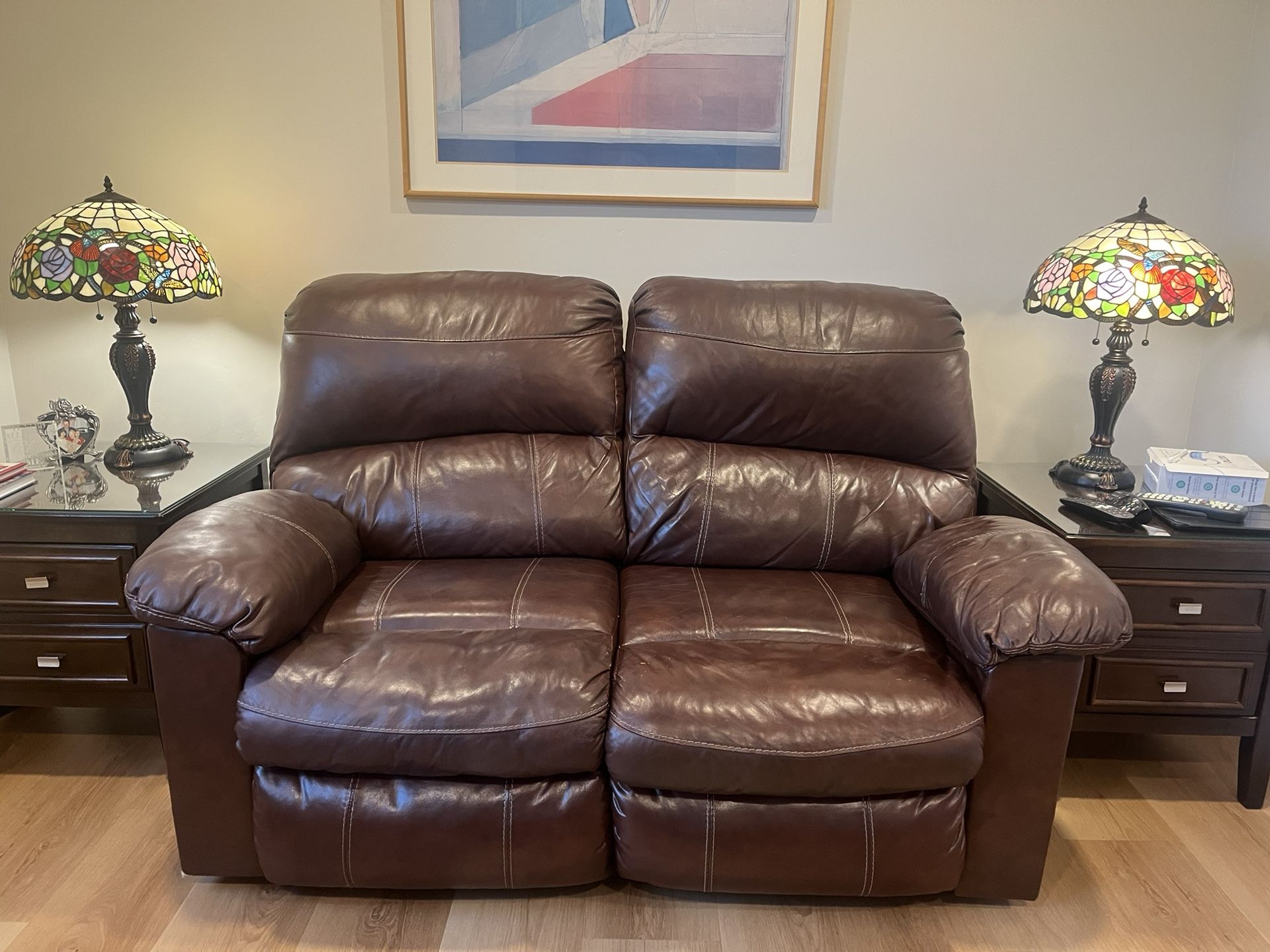 Leather Reclining Loveseat