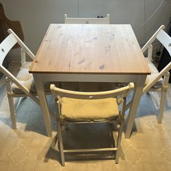 Ikea wooden table & chairs with cushions
