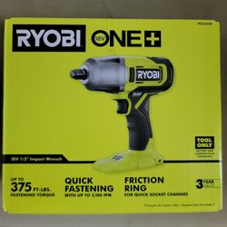 Ryobi 18v 1/2" Impact Wrench. Brand New. Tool Only. Does not include battery. 